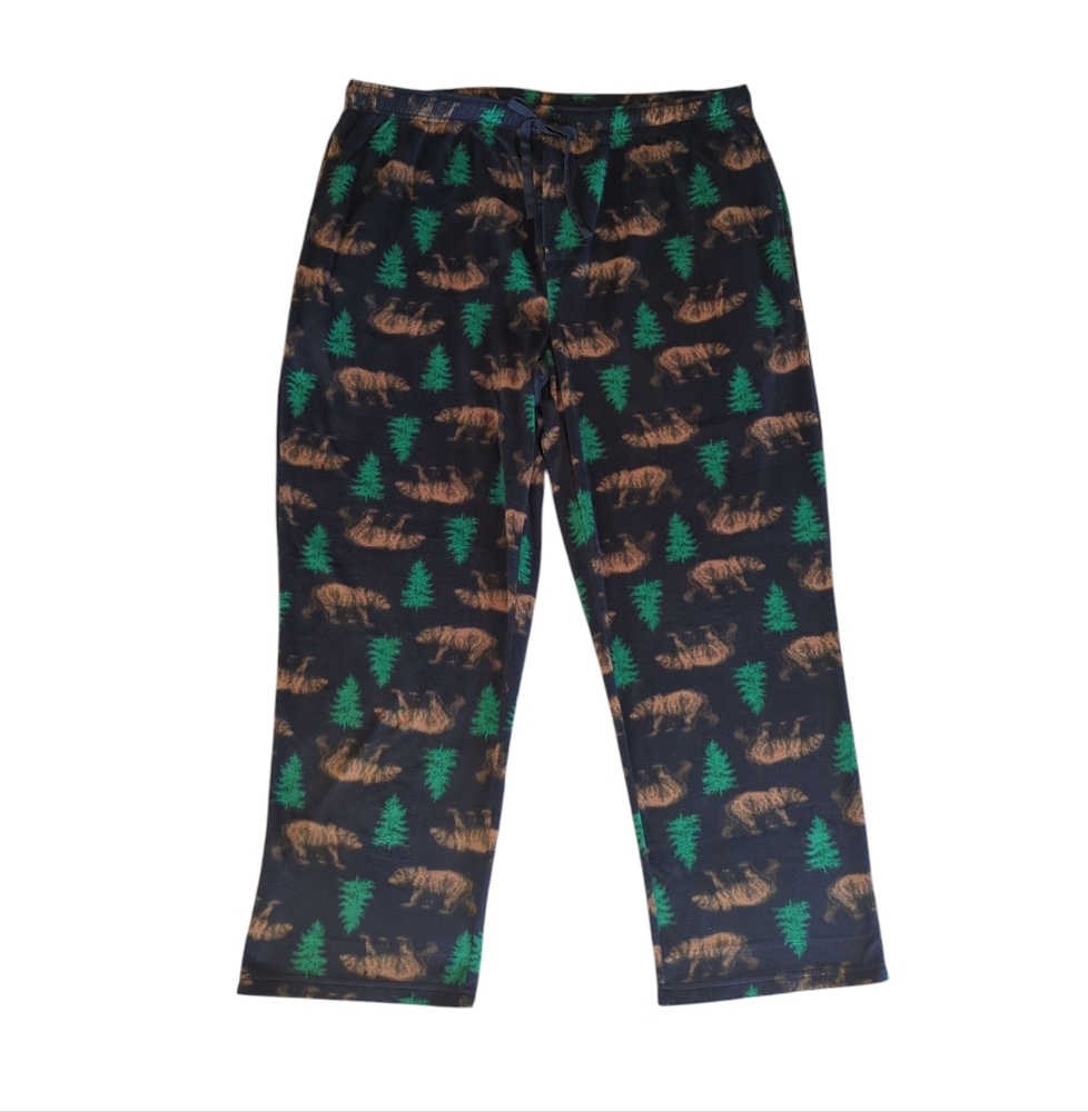 Stafford Fleece Bear Pajama Sleep Pants XXL Regular Fit Bear Tree Pockets Fly